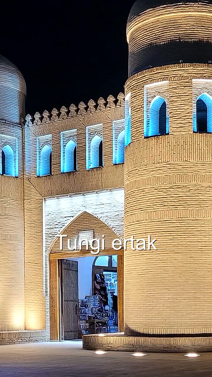 Render qilingan 9:16 videodan kadr: Xivadagi darvoza, sekin yaqinlashish